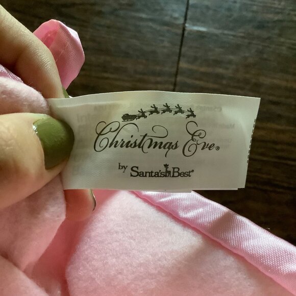 Christmas Eve by Santa's Best Princess Christmas Stocking Pink Embroidery 19” - Picture 3 of 8